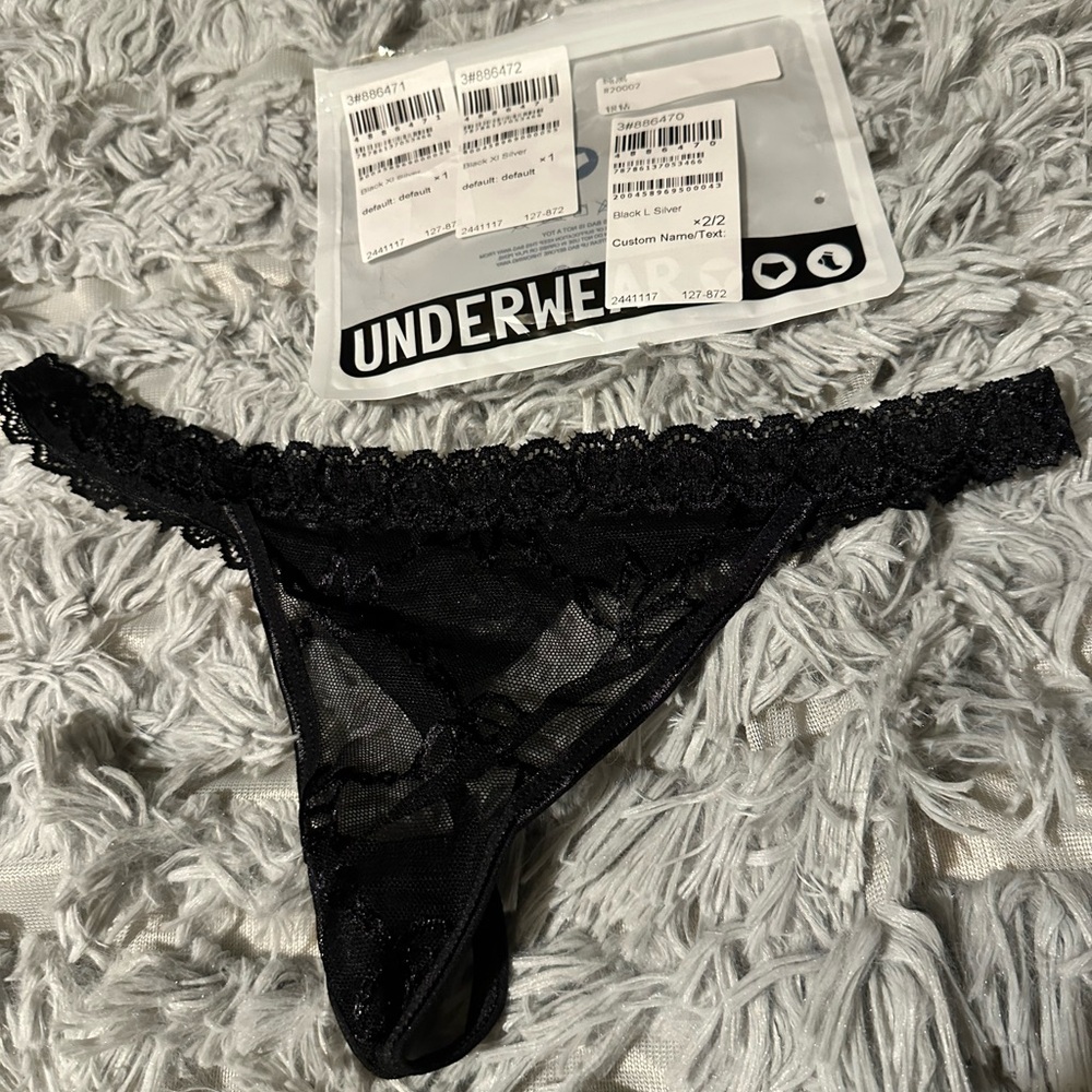 Elegant Black Lace Thong